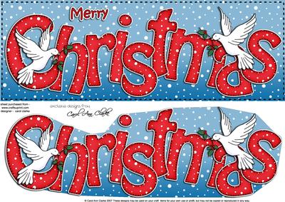 Large Dl Merry Christmas Quick Card 3D Decoupage