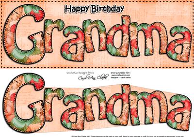 Large Dl Birthday Grandma Card & 3D Decoupage