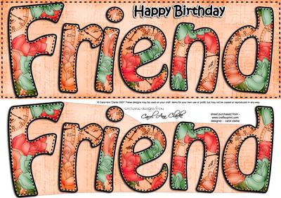 Large Dl Birthday Friend Card & 3D Decoupage