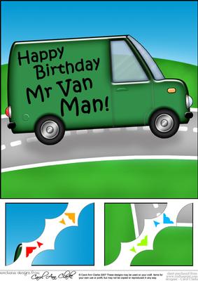 8 x 8 Happy Birthday Mr Van Man Scalloped Corner Topper