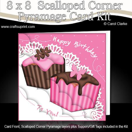8 x 8 Fondant Fancies Birthday Cakes Scalloped Corner Kit