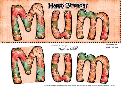 Large Dl Birthday Mum Card & 3D Decoupage