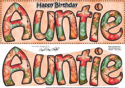 Large Dl Birthday Auntie Card & 3D Decoupage