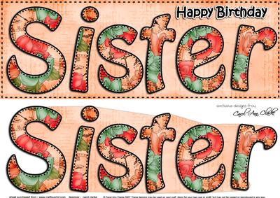 Large Dl Birthday Sister Card & 3D Decoupage