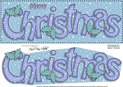 Large Dl Merry Christmas Quick Card 3D Decoupage