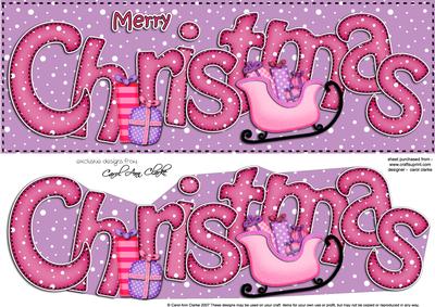 Large Dl Merry Christmas Quick Card 3D Decoupage