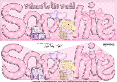 Large Dl New Baby Sophie Quick Card N 3D Decoupage