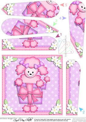 Bon Bon Poodle Dog's Present Fan Pyramage Topper
