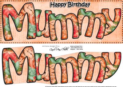 Large Dl Birthday Mummy Card & 3D Decoupage