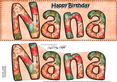 Large Dl Birthday Nana Card & 3D Decoupage