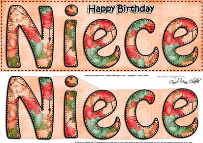 Large Dl Birthday Niece Card & 3D Decoupage