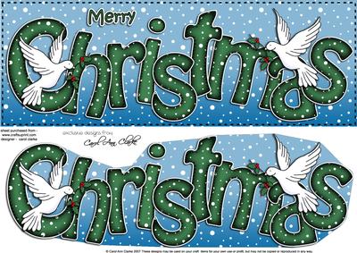 Large Dl Merry Christmas Quick Card 3D Decoupage