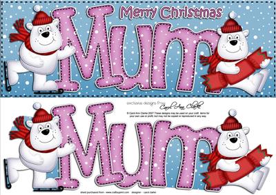 Large Dl Xmas Mum Quick Card 3D Decoupage