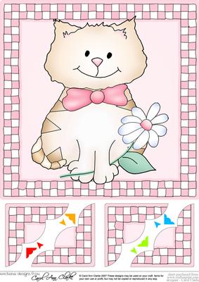 8 x 8 Cute Cat Scalloped Corner Topper