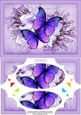 A5 Butterflies N Flowers Scallop Corners and Pyramage