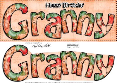 Large Dl Birthday Granny Card & 3D Decoupage