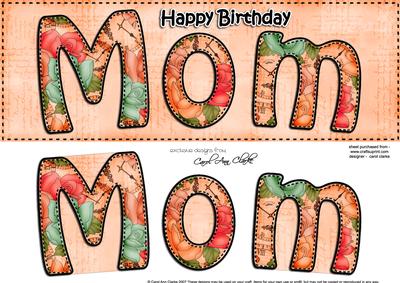 Large Dl Birthday Mom Card & 3D Decoupage