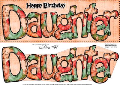 Large Dl Birthday Daughter Card & 3D Decoupage