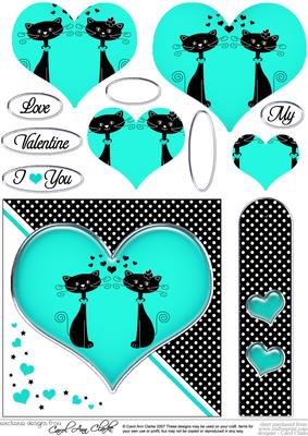 Kool Kats Purrfect Love Quick Card with Heart Shaped Pyramage