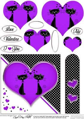 Kool Kats Purrfect Love Quick Card with Heart Shaped Pyramage
