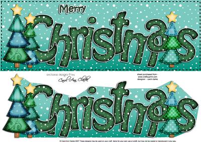 Large Dl Merry Christmas Quick Card 3D Decoupage