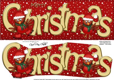 Large Dl Merry Christmas Quick Card 3D Decoupage