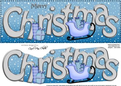 Large Dl Merry Christmas Quick Card 3D Decoupage