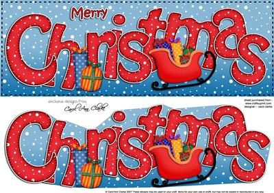 Large Dl Merry Christmas Quick Card 3D Decoupage