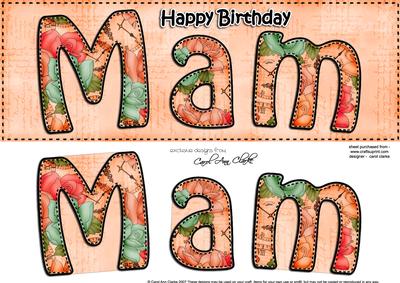 Large Dl Birthday Mam Card & 3D Decoupage