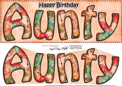 Large Dl Birthday Aunty Card & 3D Decoupage