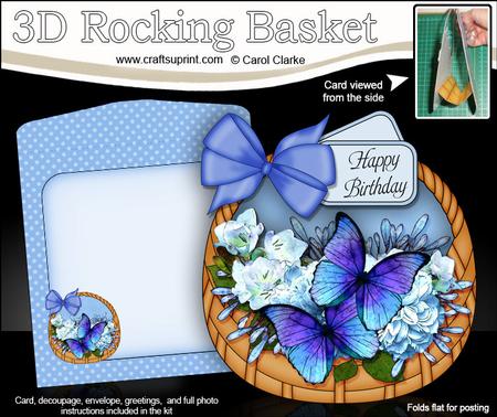 3D Butterflies & Pastel Flowers Rocking Baskets