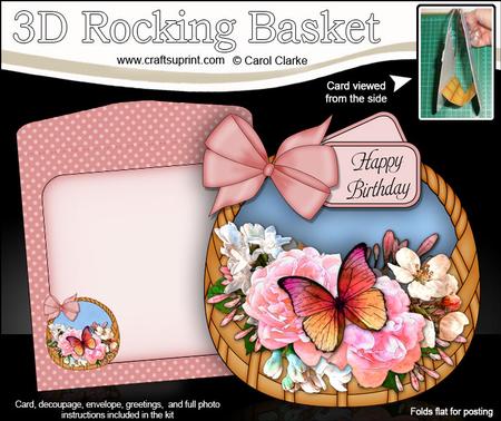 3D Pastel Flowers & Butterfly Rocking Baskets