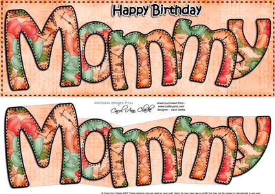 Large Dl Birthday Mommy Card & 3D Decoupage