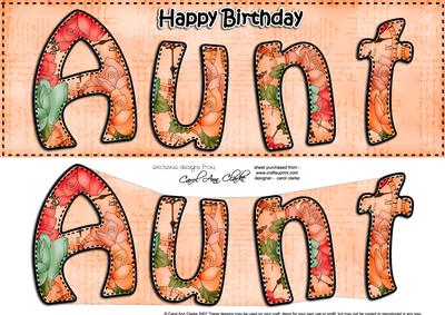 Large Dl Birthday Aunt Quick Card & 3D Decoupage