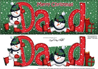 Large Dl Xmas Dad Quick Card 3D Decoupage