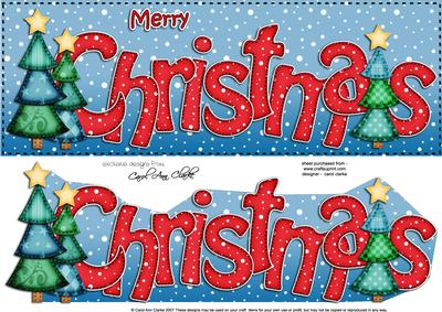 Large Dl Merry Christmas Quick Card 3D Decoupage