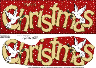 Large Dl Merry Christmas Quick Card 3D Decoupage