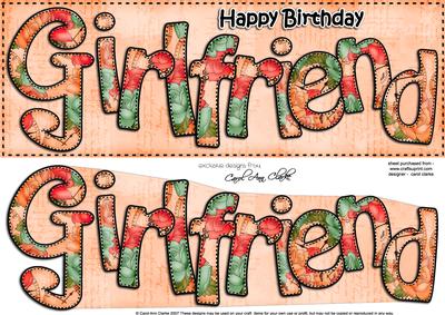 Large Dl Birthday Girlfriend Card & 3D Decoupage