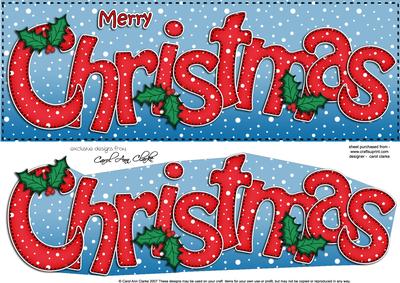 Large Dl Merry Christmas Quick Card 3D Decoupage