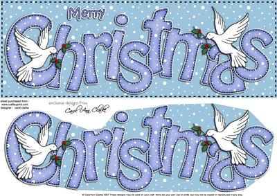 Large Dl Merry Christmas Quick Card 3D Decoupage