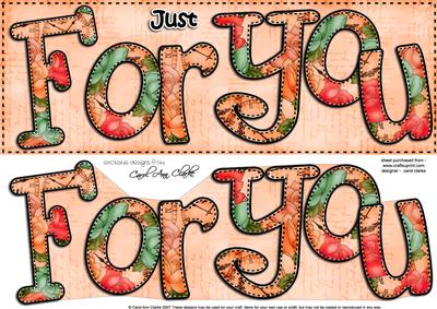 Large Dl Just for You Card & 3D Decoupage