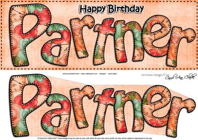 Large Dl Birthday Partner Card & 3D Decoupage