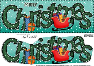 Large Dl Merry Christmas Quick Card 3D Decoupage