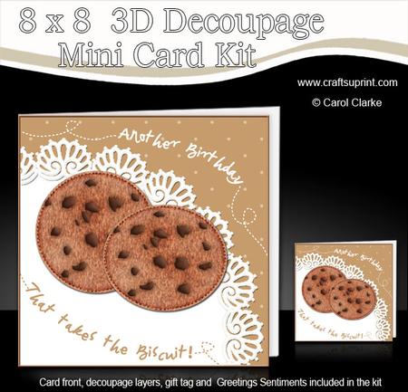 8 x 8 Choc Chip Biscuits Birthday Mini Kit 3D Decoupage