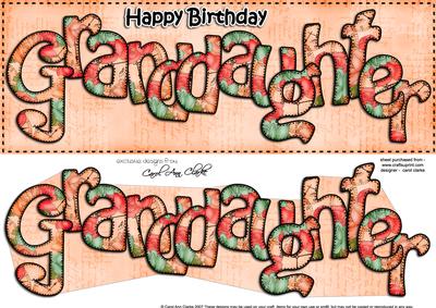 Large Dl Birthday Granddaughter Card & 3D Decoupage
