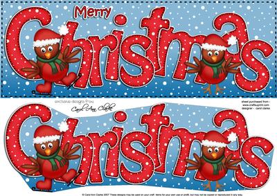 Large Dl Merry Christmas Quick Card 3D Decoupage