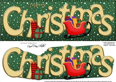 Large Dl Merry Christmas Quick Card 3D Decoupage