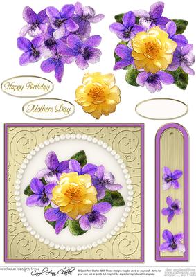 Flowers & Pearls Quick Card with Decoupage