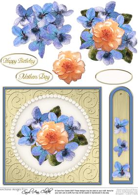 Flowers & Pearls Quick Card with Decoupage
