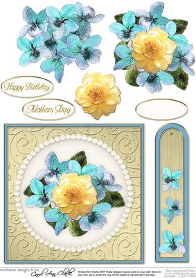 Flowers & Pearls Quick Card with Decoupage
